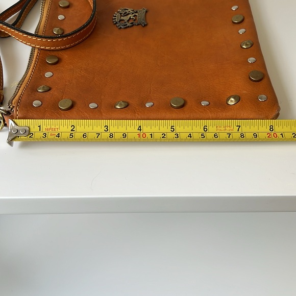 Pratesi Firenze Studded Cognac Brown Leather Clutch Wristlet Crossbody Bag Italy - Picture 14 of 14